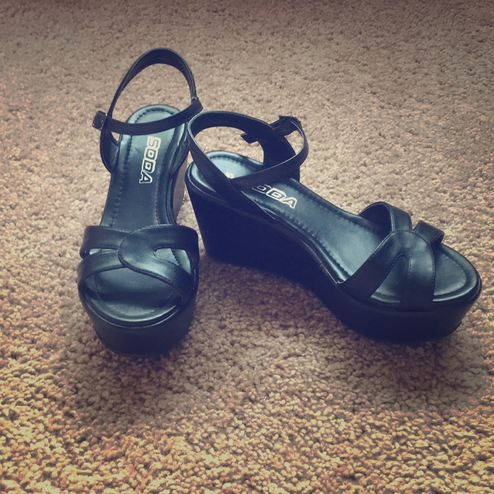 Two pairs of platform wedges